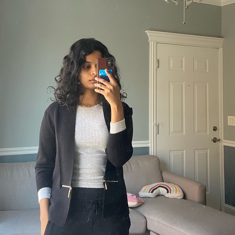 DKNY Black Cardigan, metal detail